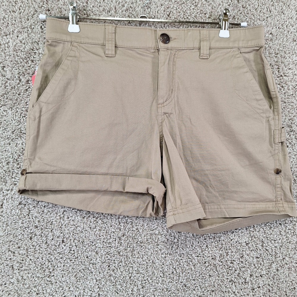 Boston Traders Shorts Womens 8 (Fits W33) Tan Cuffed Chino Utility Gorpcore
